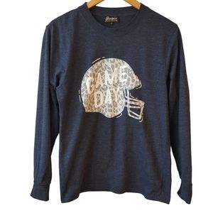 Gameday Couture Navy Blue/Camo Grey Long Sleeve Football Game Day Shirt Size M